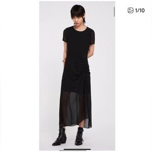 All Saints size 6 Ariya illusion midi dress in black